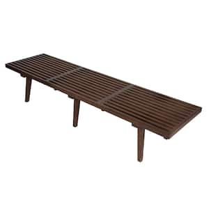Inwood Platform Walnut Bench Backless with Solid Wood 72 in.