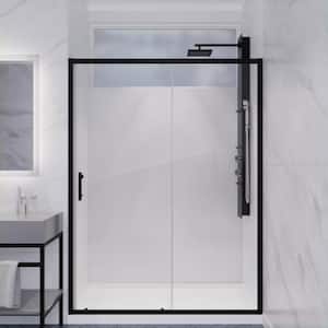 Halberd 48 in. W x 72 in. H Sliding Framed Shower Door in Matte Black Finish with Clear Glass