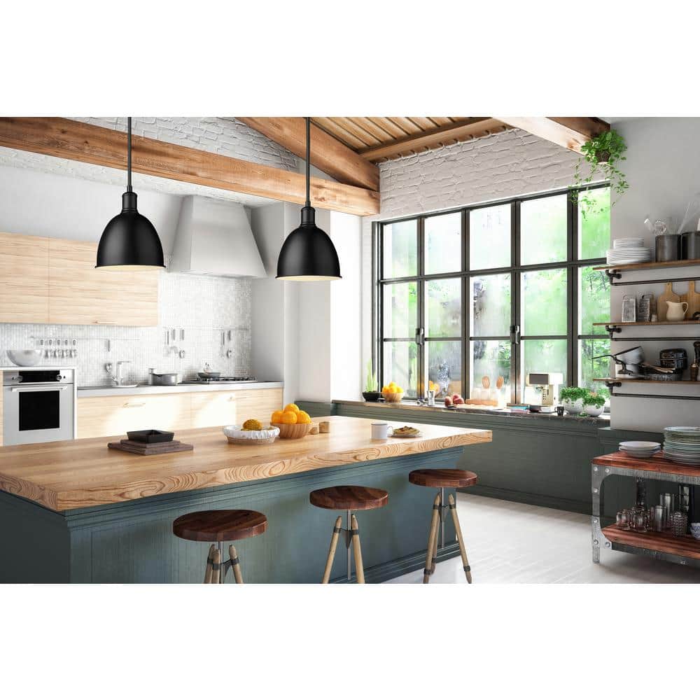 Matte Black Glass Indoor/Outdoor Pendant Light