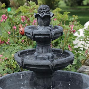 34 in. 3-Tiered Budding Fruition Outdoor Water Fountain