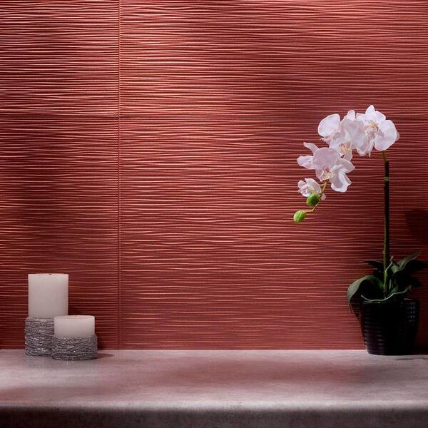 Fasade 18.25 in. x 24.25 in. Argent Copper Ripple PVC Decorative Backsplash Panel