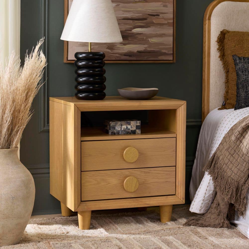 Akanksha Natural 2-Drawer Nightstand price history on PriceWatchPro