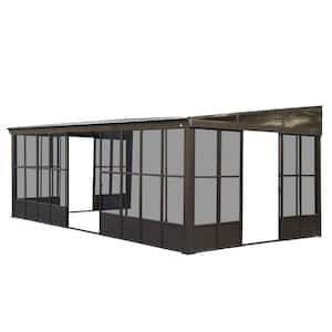 12 ft. x 20 ft. Wall-Mounted Sunroom with Galvanized Steel Roof, Dark Brown