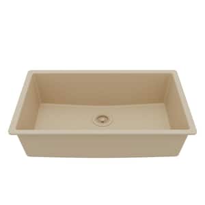 QU- 812 Quartz 32.5 in. Large Single Bowl Undermount Kitchen Sink in Bisque