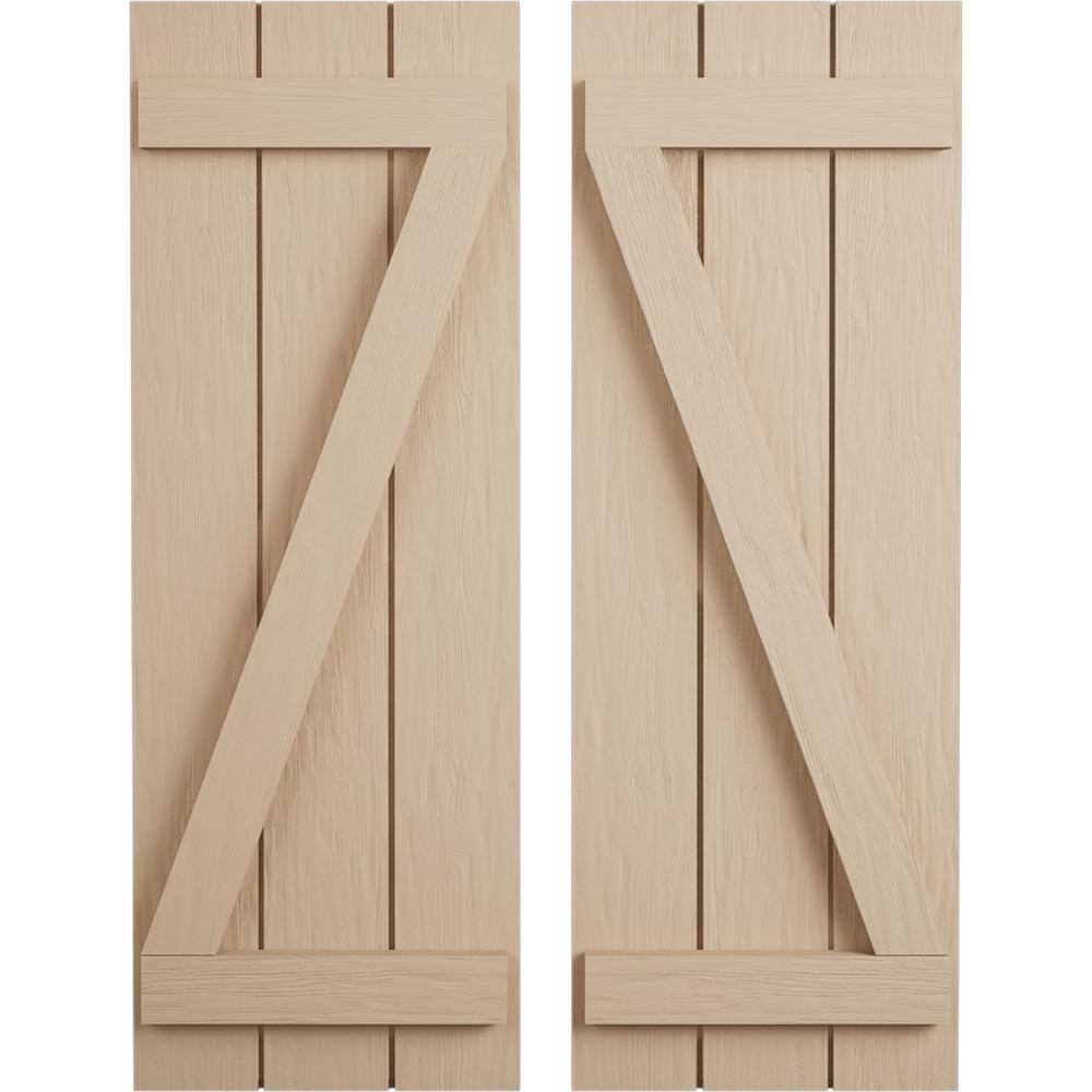 16.5 in. x 38 in. Timberthane Polyurethane 3-Board Joined Board-n-Batten Rough Sawn Faux Wood Shutters w/Z-Board Pair price history on PriceWatchPro