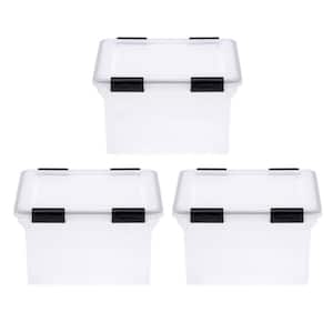 38 Qt. Snap Tight Latter and Legal File Organizer Box, Storge Tote, with Stackable, in Clear, (3 Pack)