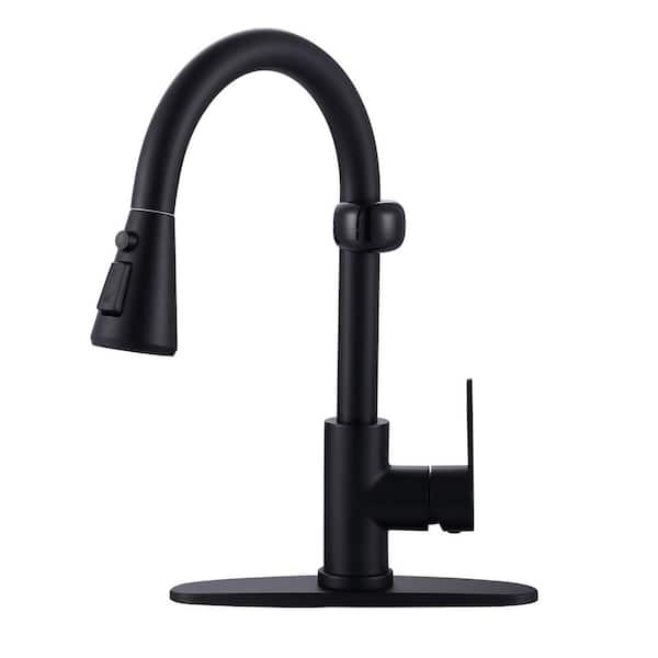 15.3 in. Sensor Single Handle Pull-Down 360 ° Rotation Spray Kitchen Faucet in Matte Black
