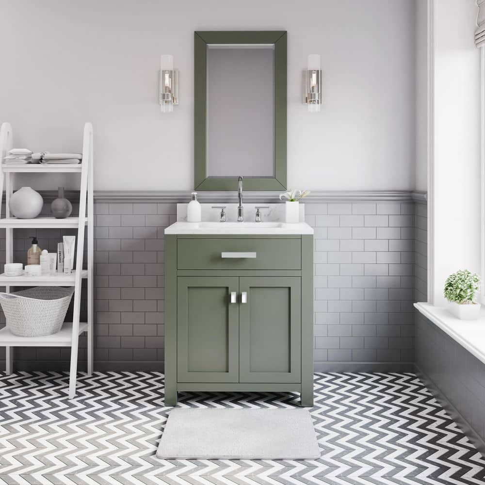 Madison 30 in.W x 21.5 in.D x 34 in.H Single Sink Bath Vanity in Glacial Green with Carrara White Marble Top and Mirror price history on PriceWatchPro