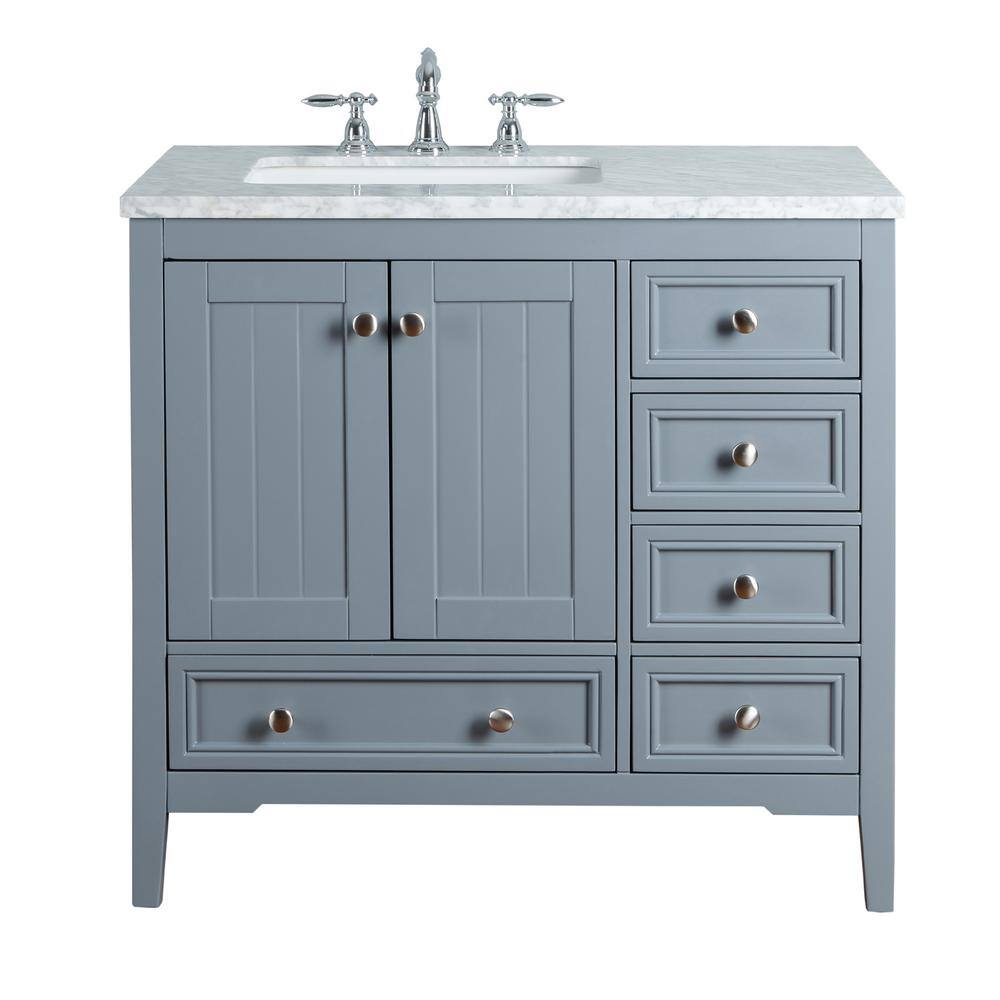 Reviews For Stufurhome New Yorker 36 In Grey Single Sink Bathroom Vanity With Marble Vanity Top And White Basin Hd 1616g 36 Cr The Home Depot