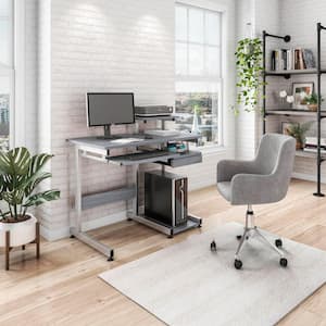 38 in. Rectangular Gray 1 Drawer Computer Desk with Keyboard Tray