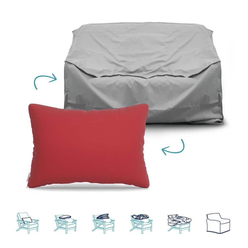 Pillow-To-Cover 16 in. x 24 in. Flagship Ruby Red Pillow Loveseat Cover