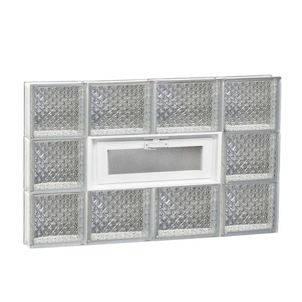 Clearly Secure 27 in. x 17.25 in. x 3.125 in. Frameless Diamond Pattern Vented Glass Block Window