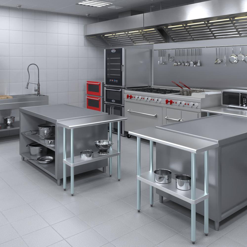 36" Stainless Steel Work Table with Galvanized Undershelf