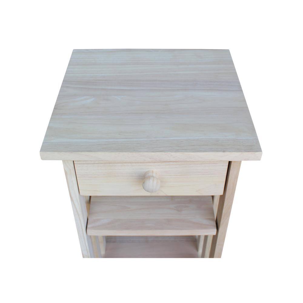 Unfinished Parawood Mission Telephone Stand with Storage