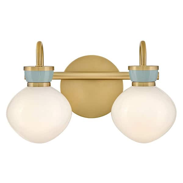 LARK Lucy 15.5 in. 2-Light Lacquered Brass Vanity Light