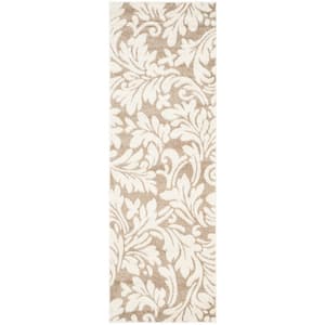 Amherst Wheat/Beige 2 ft. x 11 ft. Floral Geometric Runner Rug