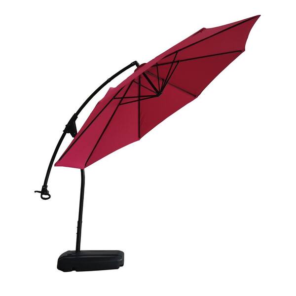 Mondawe 11 ft. Outdoor Patio Market Umbrella Beach Umbrella in Red with Crank and Base