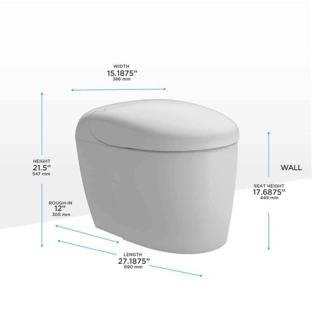High Efficiency White Ceramic Dual Flush Elongated Toilet with Bidet