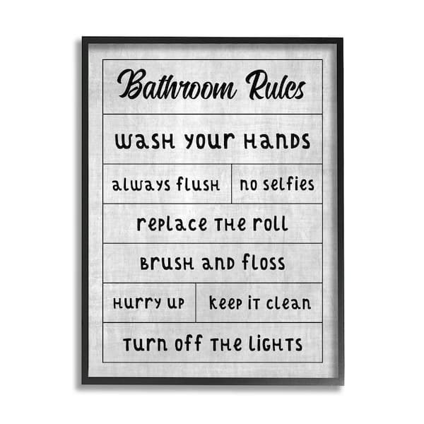 The Stupell Home Decor Collection Bathroom Rules Checklist Design By CAD Designs Framed Typography Art Print 20 in. x 16 in.