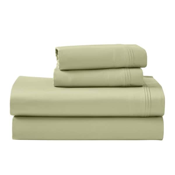1000 Thread Count 4-Piece Solid Sage Egyptian Cotton Queen Deep Pocket Sheet Set