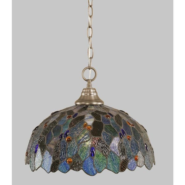 Unbranded Kingston 100-Watt 1-Light Brushed Nickel Bowl Mini Pendant Light with Glass Shade