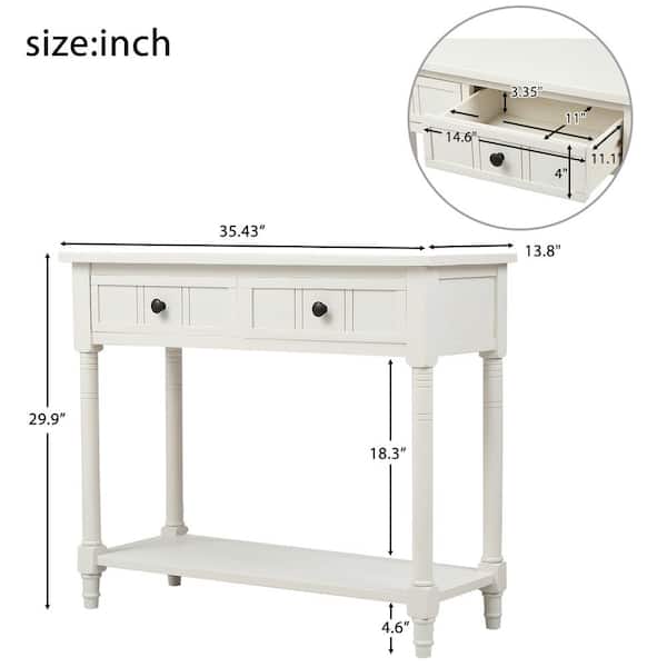 ANBAZAR Ivory Narrow Console Table Sofa Table with Drawers