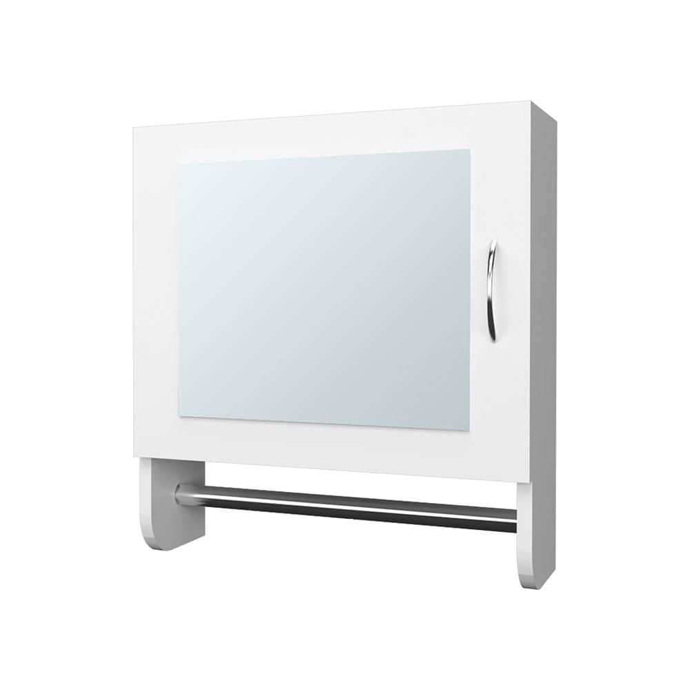 White 17.7 in. W x 19.7 in. H Coastal Rectangle MDF Framed Mirror Wall Mirr