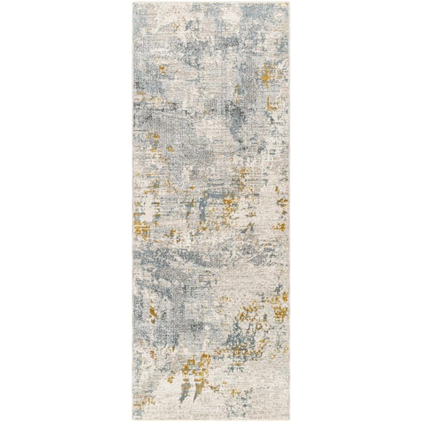 Dresden 2 ft. x 7 ft. Gray/Blue Abstract Indoor Runner
