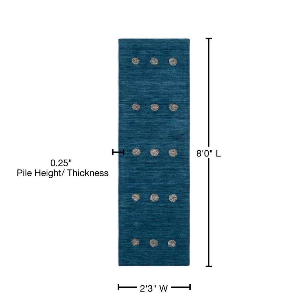 Handmade Tufted Blue Wool 27" Runner Rug