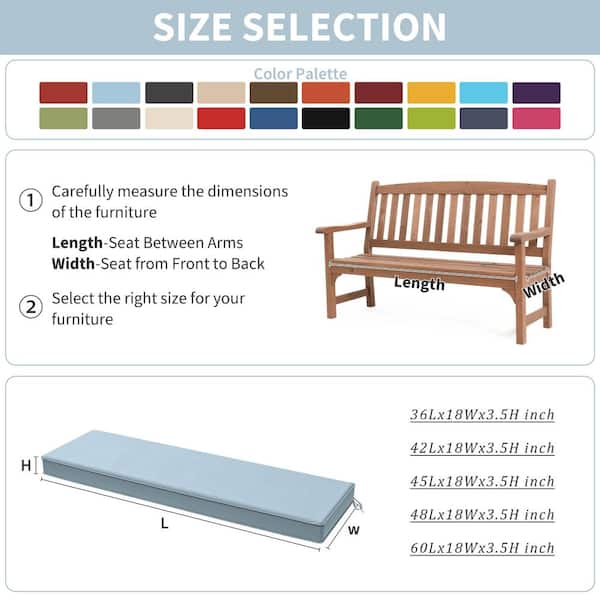 45 in. x 18 in. x 3.5 in. Rectangular Outdoor Porch Swing Bench Cushion Sky