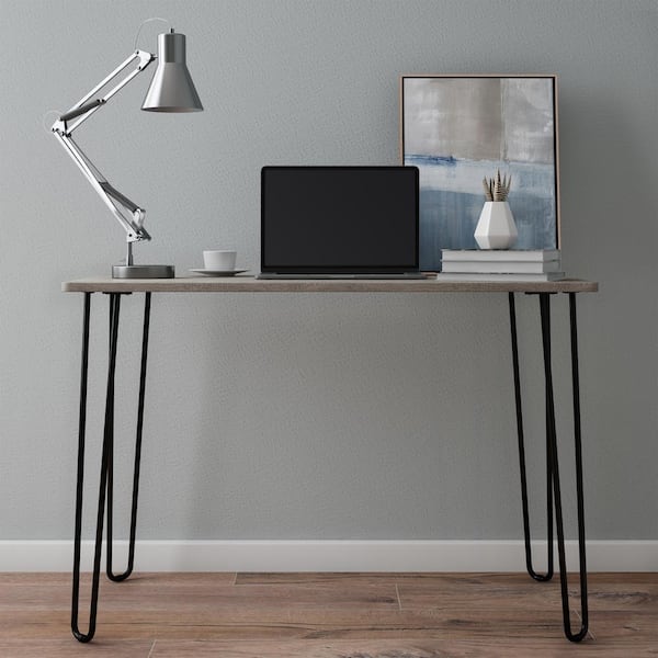 Lavish Home 19.5 in. Rectangular Driftwood Gray/Black Writing Desks