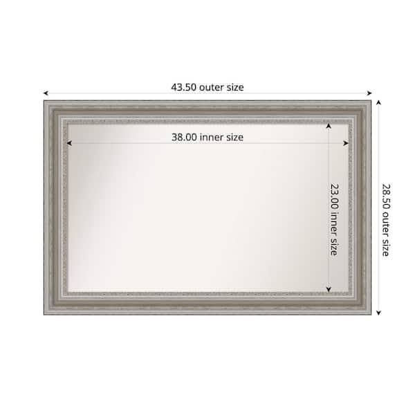 Amanti Art Parlor Silver 43.5 in. x 28.5 in. Custom Non-Beveled Recycled Polystyrene Framed Bathroom Vanity Wall Mirror