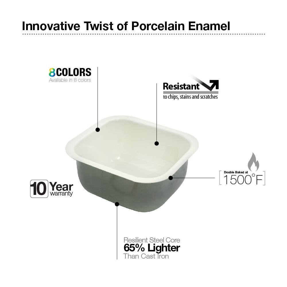 White Porcelain Enamel Steel Undermount Bar Sink, 17 inches