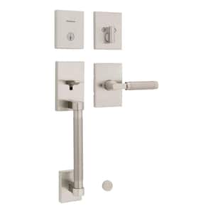 Prava Single Cylinder Keyed Entry Door Handleset featuring SmartKey Security in Satin Nickel