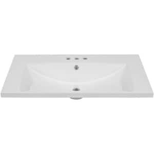 30.00 in. W x 18.03 in. D Single Ceramic Bathroom Vanity Top Top in White