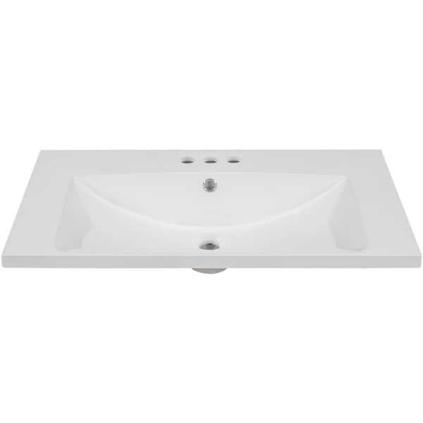 Whatseaso 30.00 in. W x 18.03 in. D Single Ceramic Bathroom Vanity Top Top in White