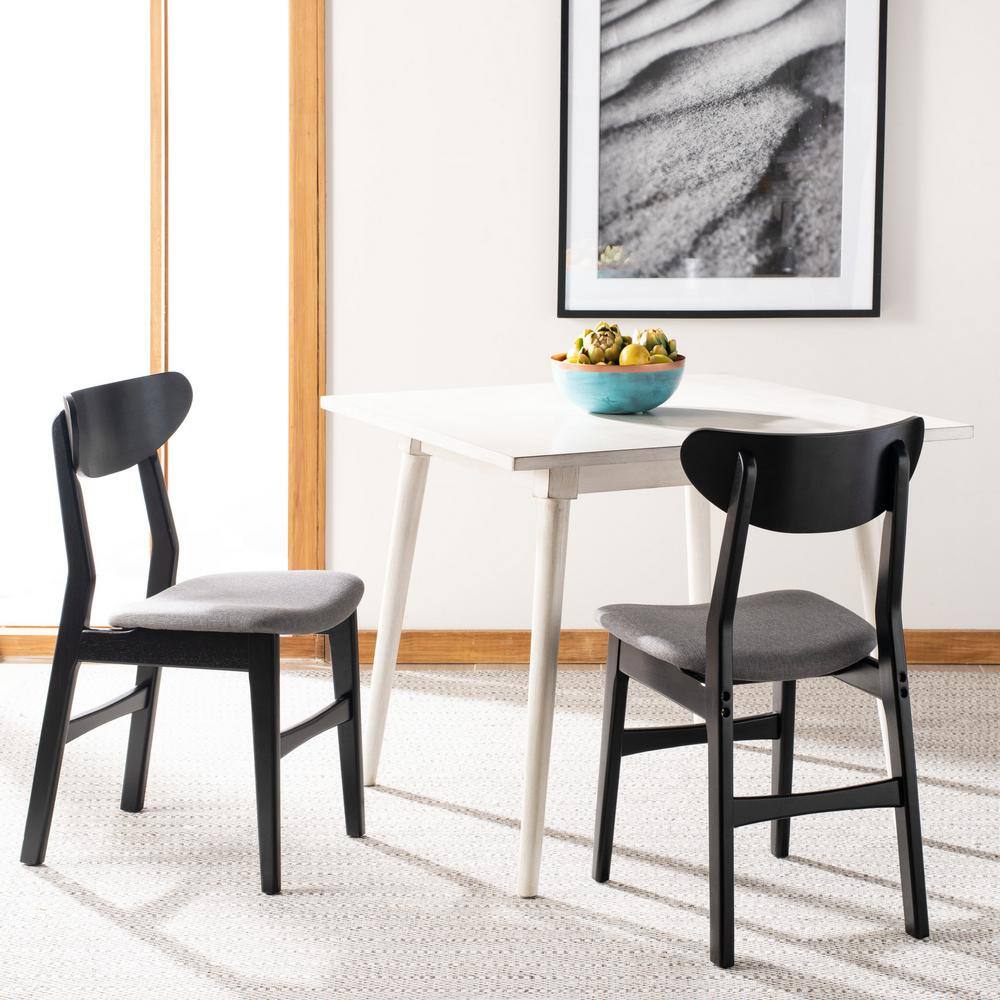 Lucca Black Wood Side Chair with Grey Cushion