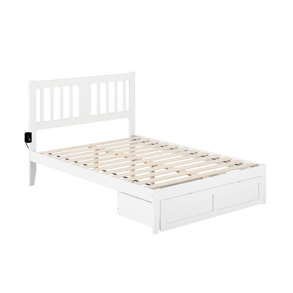 AFI Tahoe White Full Solid Wood Storage Platform Bed with Foot Drawer ...