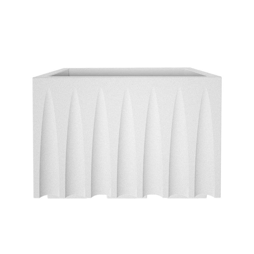 Large White Polyethylene Resin Rectangular Planter with Drainage Holes