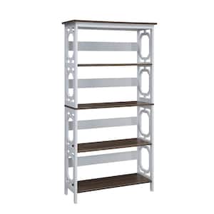 59.75 in. White/Gray Wood 4-shelf Etagere Bookcase with Open Back