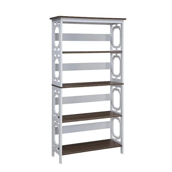 Convenience Concepts 59.75 in. White/Gray Wood 4-shelf Etagere Bookcase with Open Back