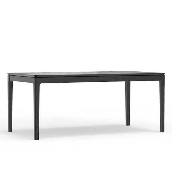 Alpine Furniture Cove Rectangular Vintage Black Wood 72 in. 4 Legs Dining Table Seats 8