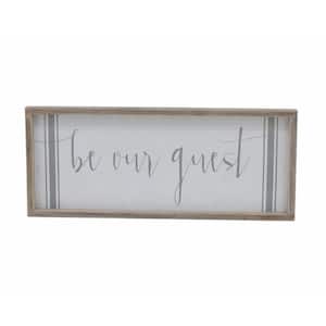 Be Our Guest Rustic Framed Wood and Fabric Wall Decorative Sign