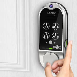 Vision Satin Nickel Deadbolt WiFi Smart Lock with Video Doorbell, Fingerprint, Keypad, App, Voice Control, 2-Way Audio