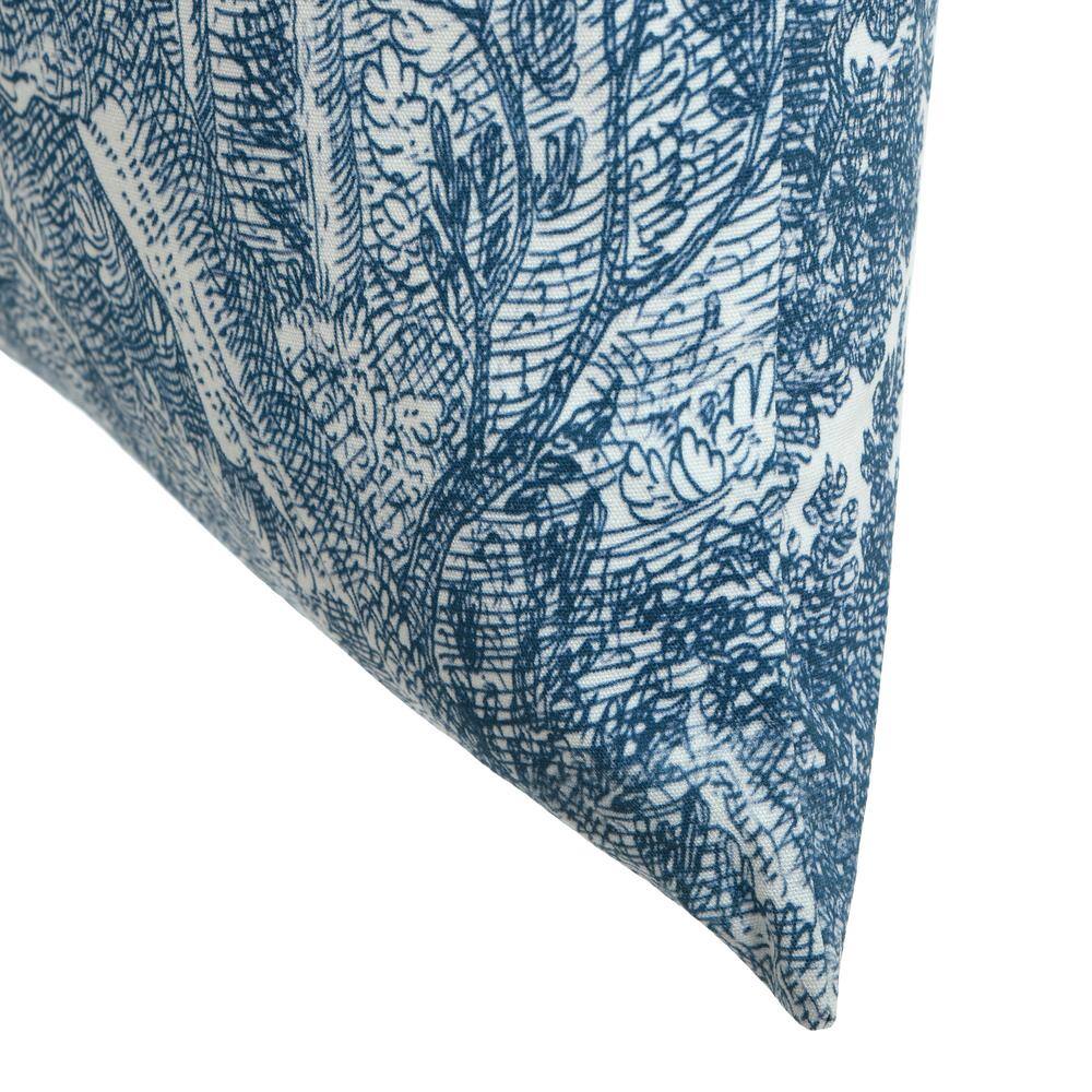 Blue and White Linen Square Throw Pillow