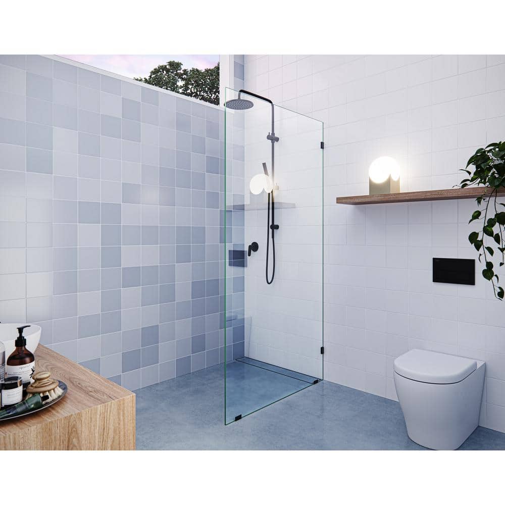 Vela 36 in. x 78 in. Frameless Matte Black Glass Shower Panel