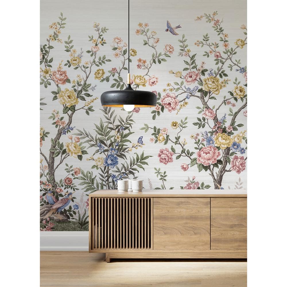Spring Chinoiserie Soft White Floral Wall Mural