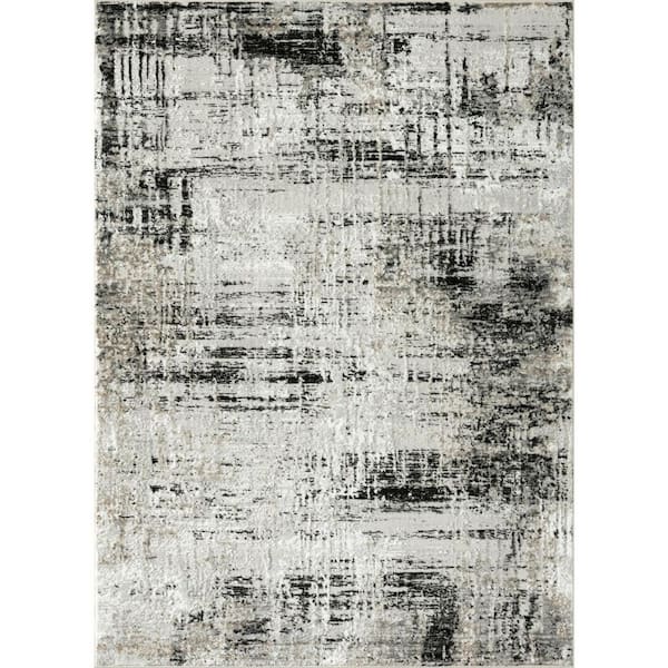 LUXE WEAVERS Camelia Collection Modern Abstract Gray 5x7 Indoor Polypropylene Area Rug