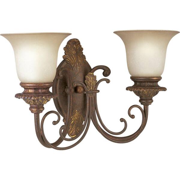 Progress Lighting Messina Collection 2-Light Aged Mahogany Wall Sconce