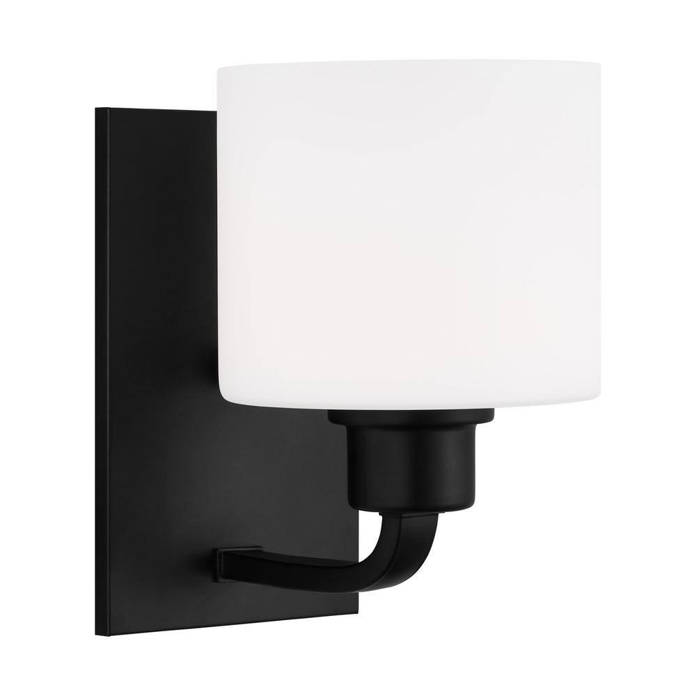 Canfield Midnight Black 8.25'' Modern Wall Sconce with Etched Glass